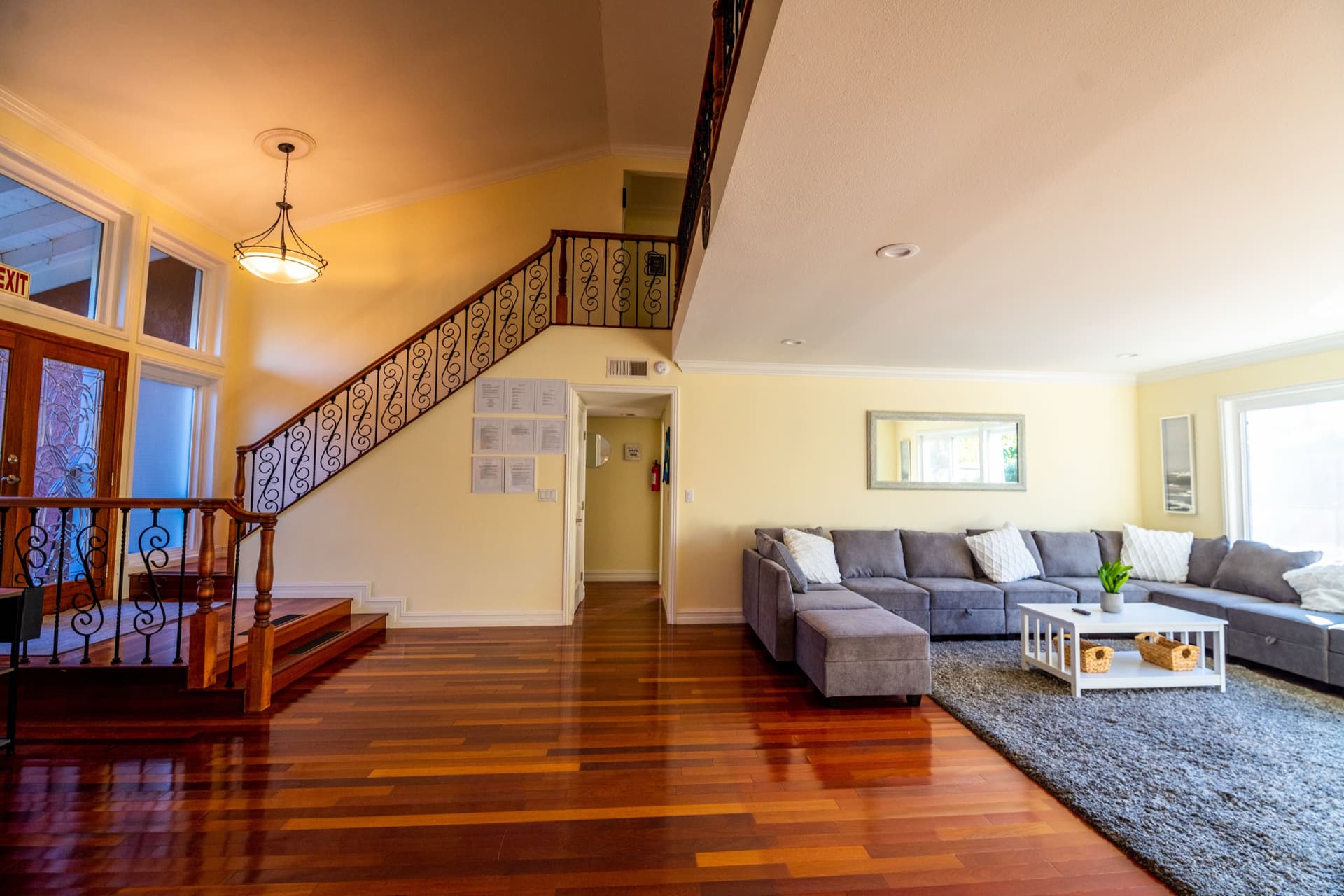 The entryway and wrought-iron staircase at Ocean Coast Recovery